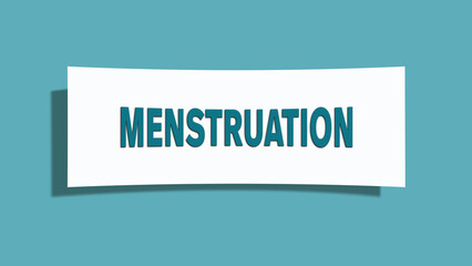 Menstruation (menstruation) - A card isolated on light green background.