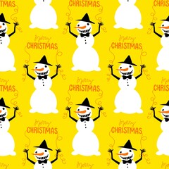 Christmas cartoon ice seamless creepy snowman pattern for wrapping paper and fabrics