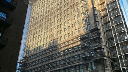 old building in the city, building in scaffold,