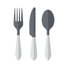 Minimalist Fork, Knife, and Spoon Cutlery Set Isolated for Dining