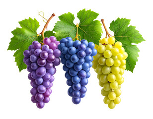 Realistic stock photo of grapes on a white background, high-resolution color photogra
