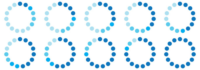 Loading icons. Load. Load bar icons. Set of loading icon in a row, isolated on white background.