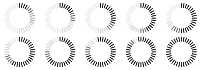 Collection of loading icons featuring various load bars and circular indicators. Vector illustration.