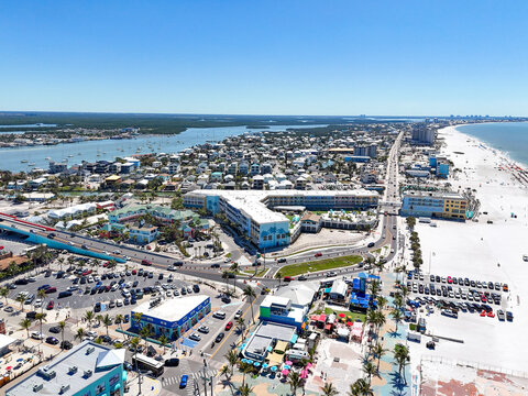 Downtown Fort Myers Beach on Estero Island, southwest Florida in Lee County