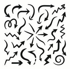 Collection of Hand-Drawn Arrow Shapes and Directions