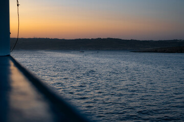 Sunset,Blue sea and blue sky with clouds nature background