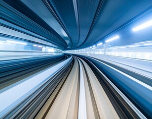 Modern train tunnel motion blur