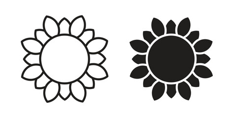 Sunflower icon vector, sign and symbol for design, website or apps elements.
