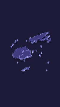 3D Animated Political Map with Fiji Outline Highlighted
