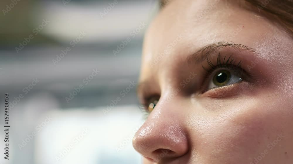 Fototapete extreme close up of female engineer using ai llm chatbot, optimizing company systems performance. sy