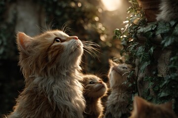 Heroic volunteer cuts ivy to save stranded cat family. Garden discovery. Cats in crisis: urgent neutering appeal following ivy entanglement. Animal care. Compassion act.