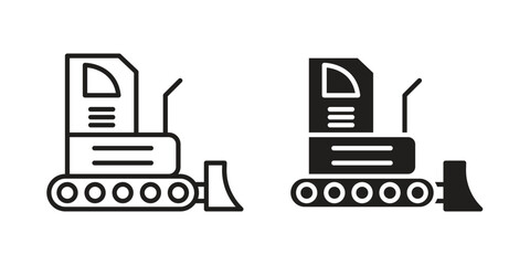 Bulldozer icon vector, sign and symbol for design, website or apps elements.