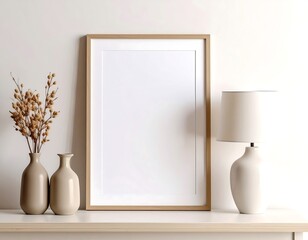 Empty frame, beige decor