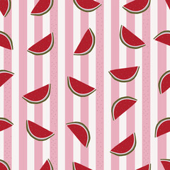 Pink and white stripe pattern watermelon pattern III