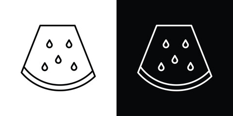 Watermelon slice icon vector symbols pack in black and white lines