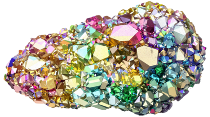 Bismuth crystal, gemstone, gem, mineral specimen PNG transparent background isolated graphic resource cutout. Lapidary, healing, geology, rockhounding, collecting, rainbow, colorful cut out