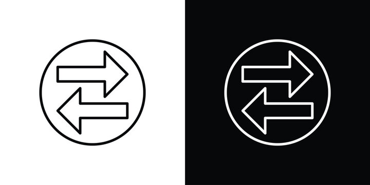 Transfer icon vector symbols pack in black and white lines
