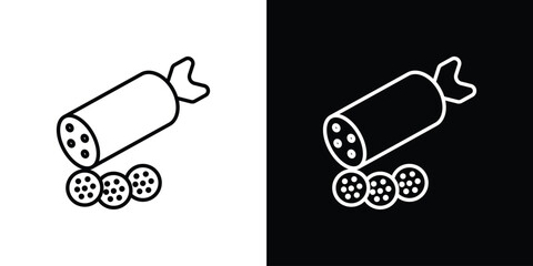Salami icon vector symbols pack in black and white lines