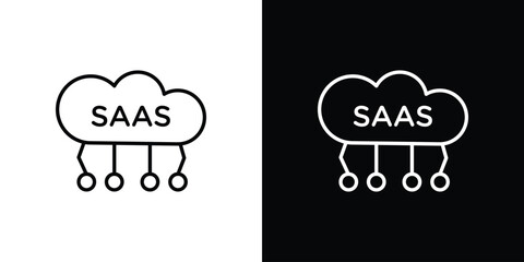 SaaS icon vector symbols pack in black and white lines