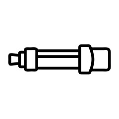 Simple spark plug with outline design, component shows engine ignition plug. Spark plug device in linear style is essential to spark ignition engines.