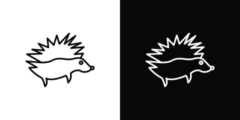 Hedgehog icon vector symbols pack in black and white lines