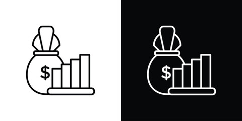 Fiscal policy icon vector symbols pack in black and white lines