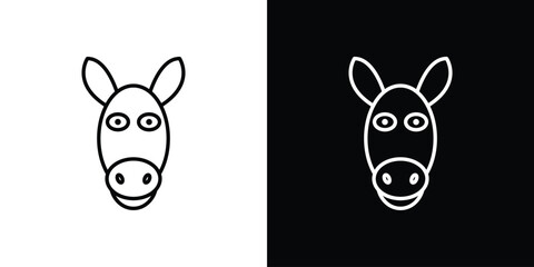 Donkey icon vector symbols pack in black and white lines