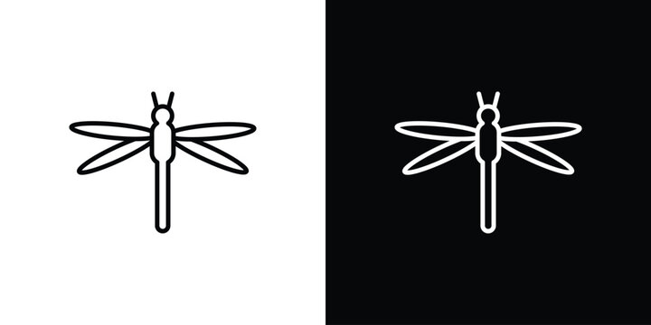 Dragon fly icon vector symbols pack in black and white lines
