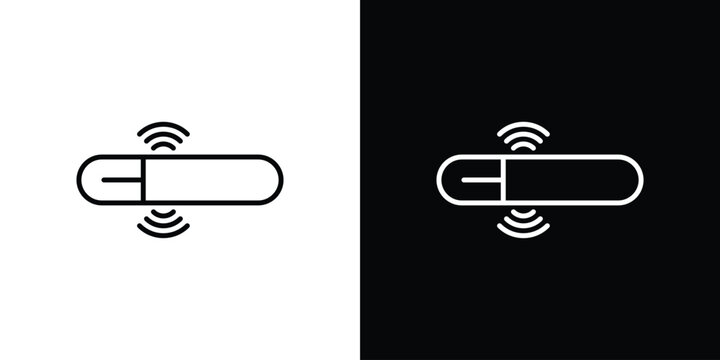 Dog microchip icon vector symbols pack in black and white lines