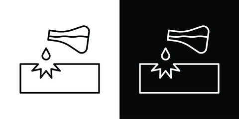 Corrosive substance icon vector symbols pack in black and white lines
