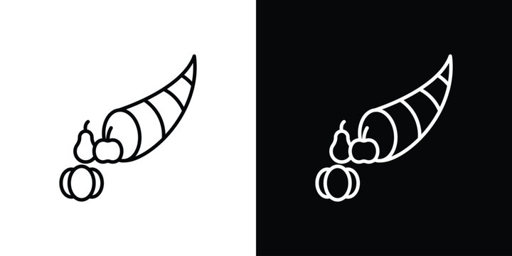 Cornucopia icon vector symbols pack in black and white lines