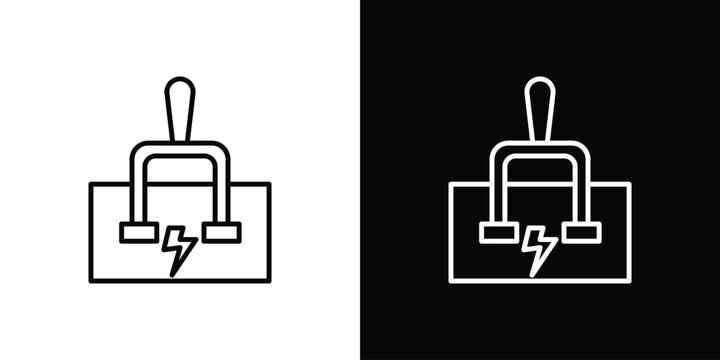 Circuit Breaker icon vector symbols pack in black and white lines