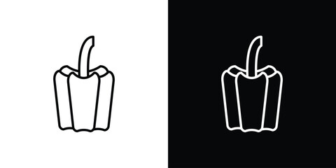 Capsicum icon vector symbols pack in black and white lines