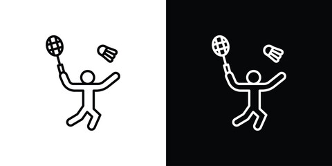 Badminton icon vector symbols pack in black and white lines