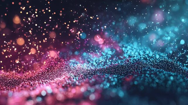 Glowing digital waves shimmer with neon energy and movement