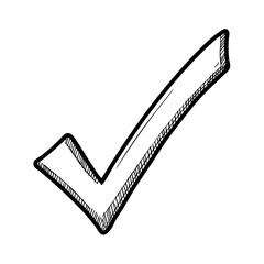 Vintage sketch of a check mark with a bold outline  