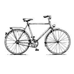 Vintage sketch of a bicycle with detailed line work design  