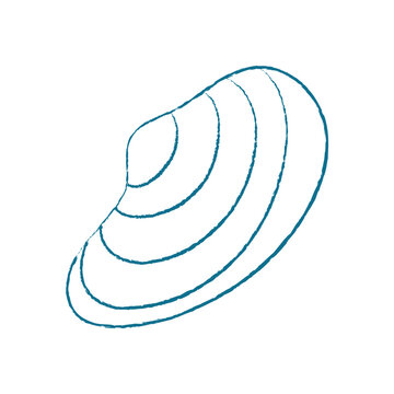 Chalk seashell icon. Crayon shell illustration. Marine aquatic creature, doodle style, perfect for summer themes and ocean projects. Great for use in educational materials and aquatic designs.