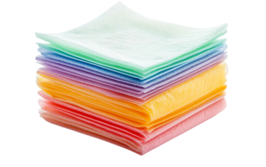 Eco-friendly laundry detergent sheets stacked neatly for plastic-free cleaning and sustainable washing solutions isolated on transparent background PNG