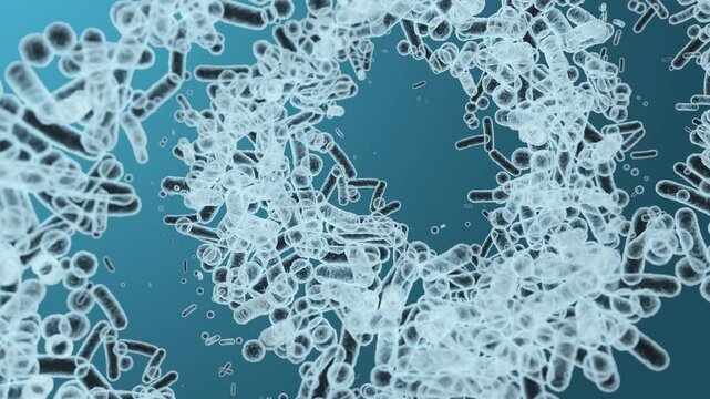 Enterobacteriaceae, gram-negative rod-shaped bacteria, part of intestinal microbiome and causative agents of different infections, 3D rendering. Escherichia coli, Klebsiella, Enterobacter and other	