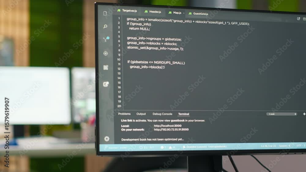 Fototapete pc on office desk used to design and implement algorithms enabling deep learning. artificial intelli