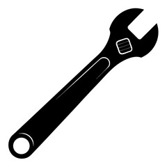 Obraz premium Adjustable wrench vector, a modern adjustable wrench art design, a black vector of a wrench, a simple wrench art, a wrench tool isolated