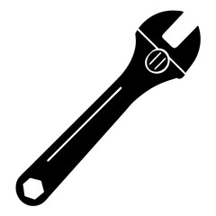 Obraz premium Adjustable wrench vector, a modern adjustable wrench art design, a black vector of a wrench, a simple wrench art, a wrench tool isolated