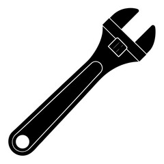 Obraz premium Adjustable wrench vector, a modern adjustable wrench art design, a black vector of a wrench, a simple wrench art, a wrench tool isolated