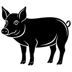 Fototapeta premium A pig animal vector, a modern pig art design, a black vector of a pig, a simple pig art, a pig isolated