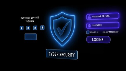 Cybersecurity with OTP and Data Protection concept on the transparent background.  Using two-factor authentication, for Protect your business and financial information from cyber attacks. 4k video.  - Powered by Adobe