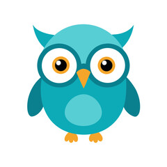 Obraz premium Baby owl with tiny glasses wise woodland Line Art Vector illustration