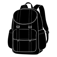 Fototapeta premium Backpack vector, a modern backpack art design, black vector of a backpack, simple backpack art, a backpack isolated
