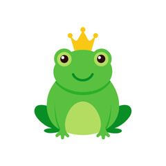 Fototapeta premium Frog with crown and smile royal pond Line Art Vector illustration