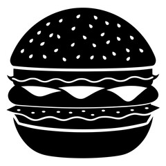 Hamburger vector, a modern hamburger art design, black vector of a burger, simple tasty hamburger art, a hamburger isolated